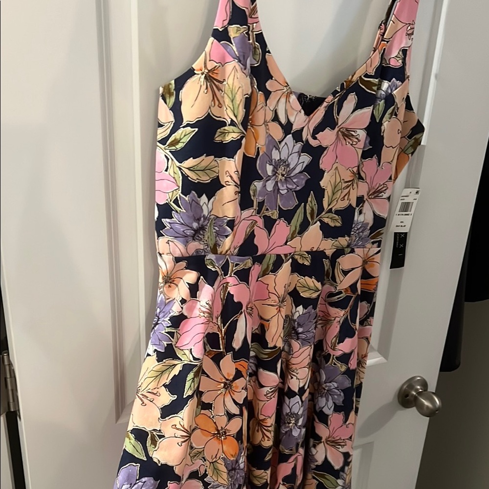 Trixxi Pink Sundress Sleeveless Scoop Neck Midi - Fit and Flare